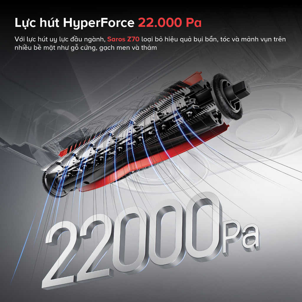Saros Z70 sở hữu lực hút 22000Pa