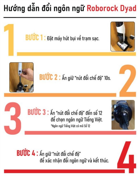 Hướng dẫn chuyển đổi ngôn ngữ trên Roborock Dryad