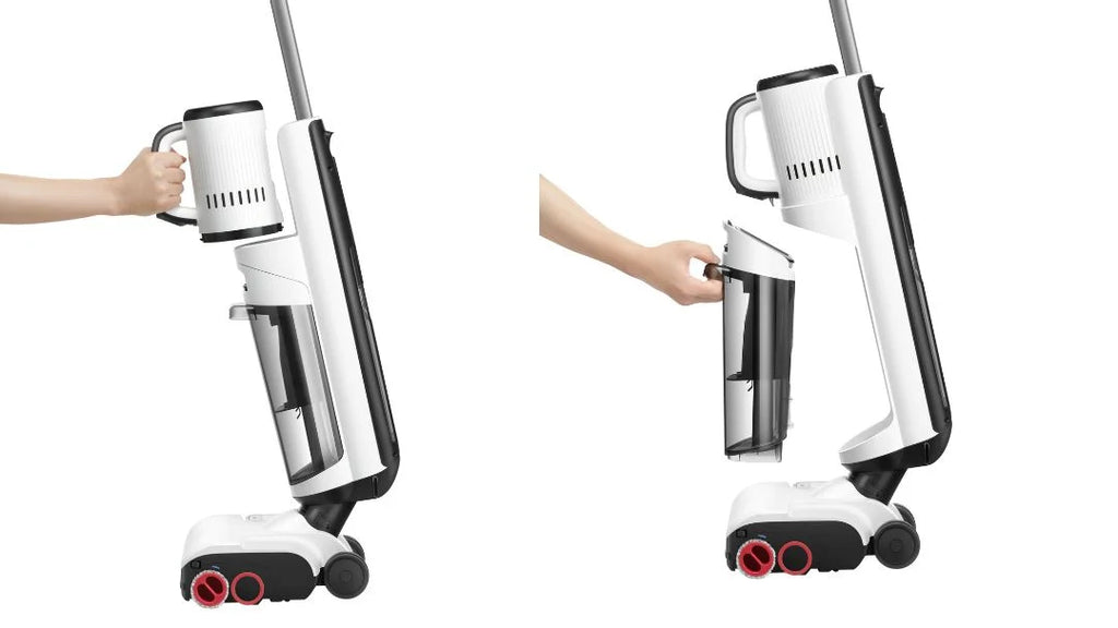 gắn hộp bụi với tay cầm nối dài