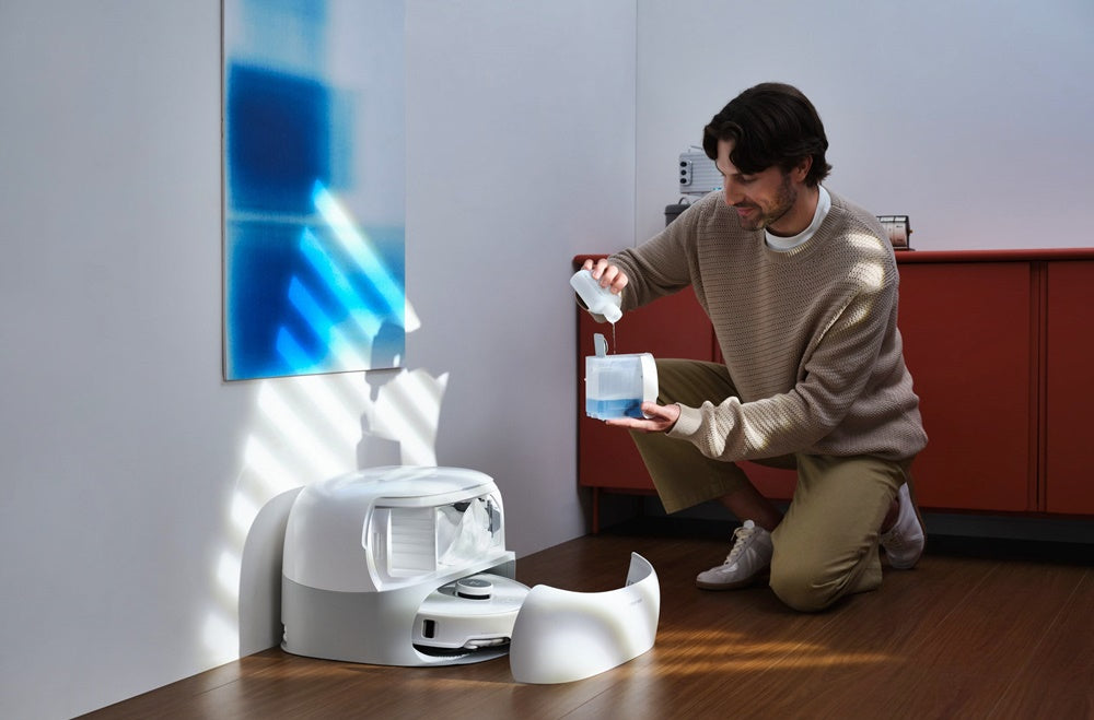 Cách dùng nước lau sàn cho robut hút bụi