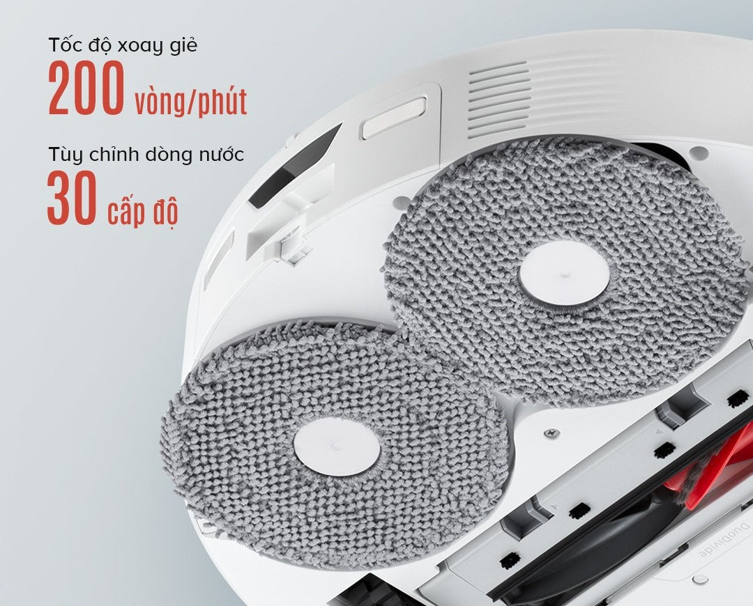 Curv 2 Pro được trang bị hệ thống giẻ lau xoay kép với tốc độ 200 vòng/ phút