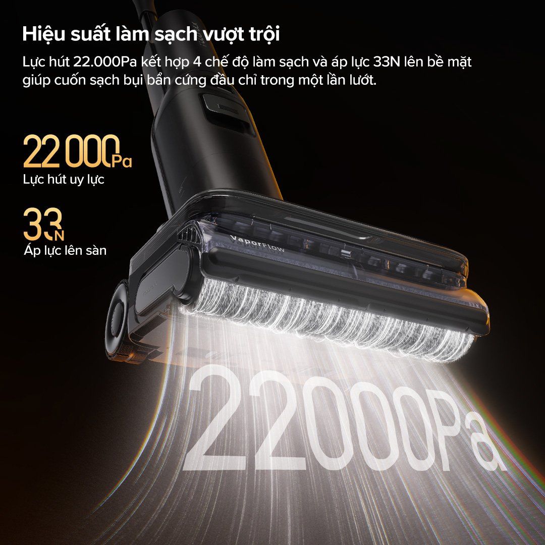 F25 Ultra sở hữu lực hút mạnh mẽ lên đến 22.000 Pa