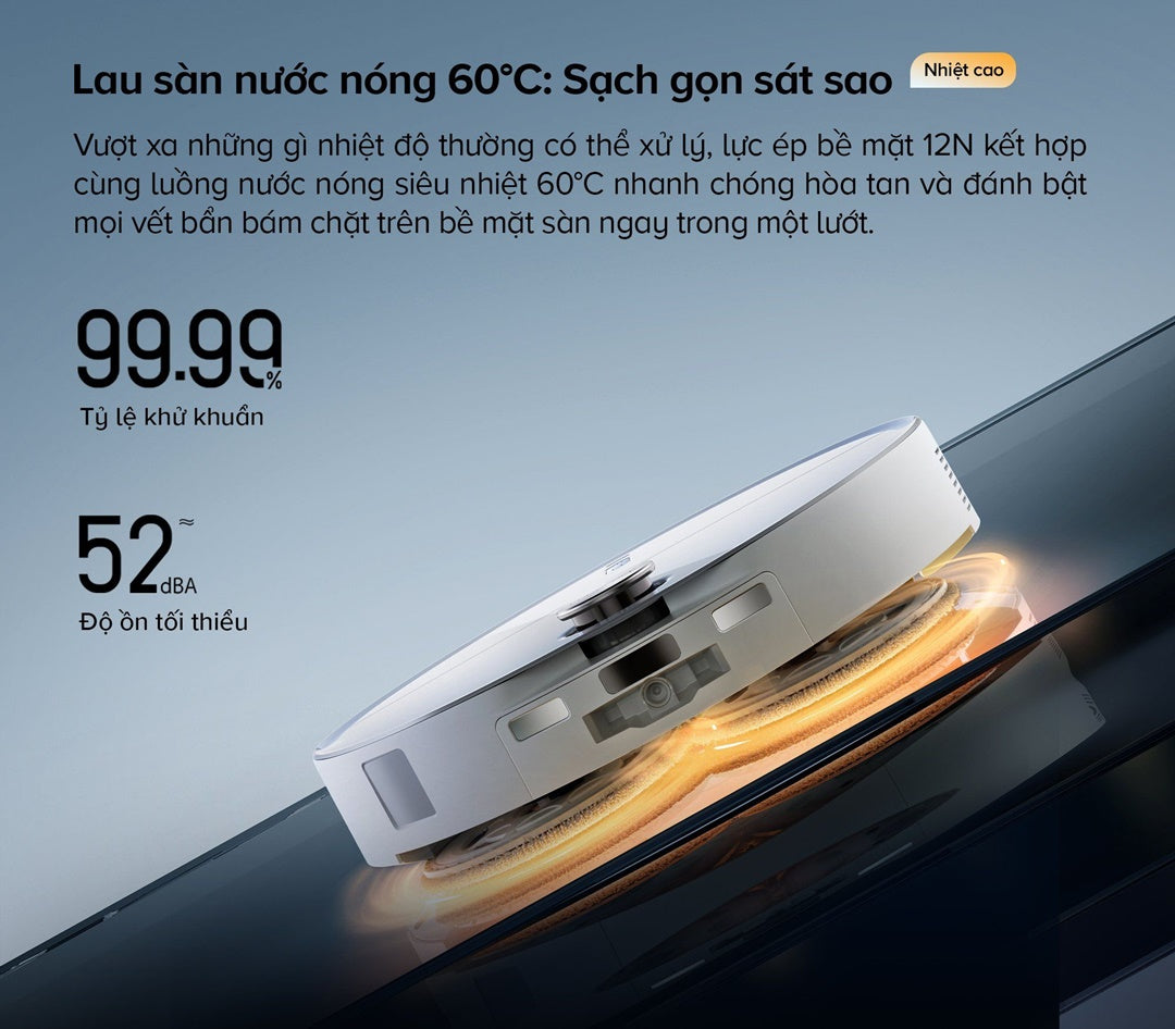 Qrevo Curv 2 Pro lần đầu ứng dụng công nghệ lau sàn bằng nước nóng 60°C