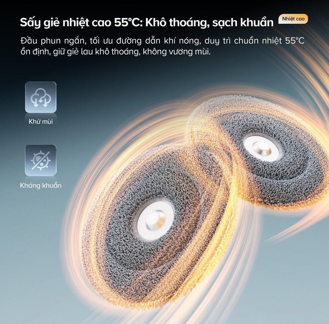 Qrevo Curv 2 Pro nâng nhiệt nhiệt độ sấy giẻ lên 55°C để người dùng thêm yên tâm