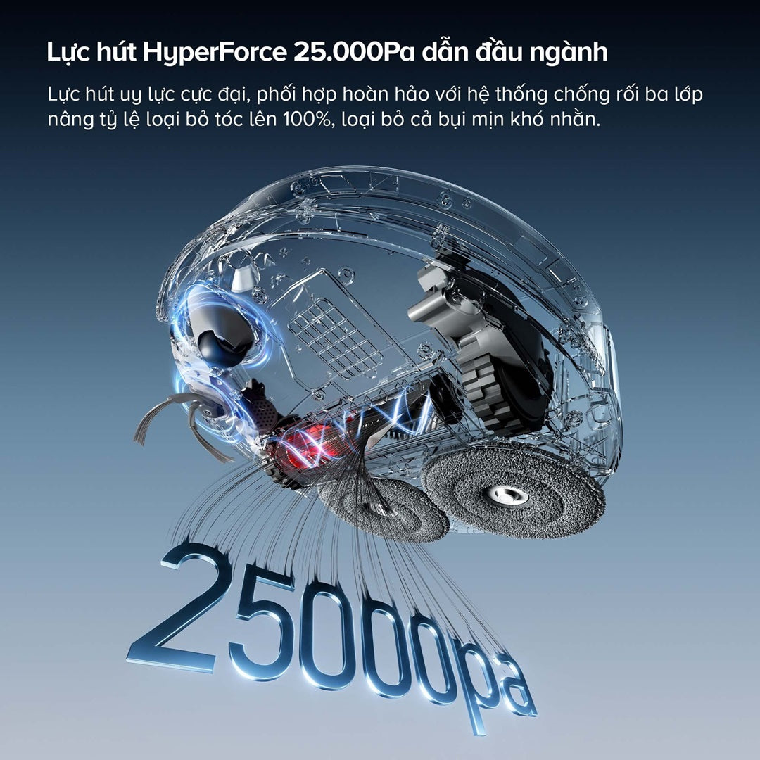 Qrevo Curv 2 Pro sở hữu lực hút 25.000Pa – mạnh nhất của Roborock hiện nay