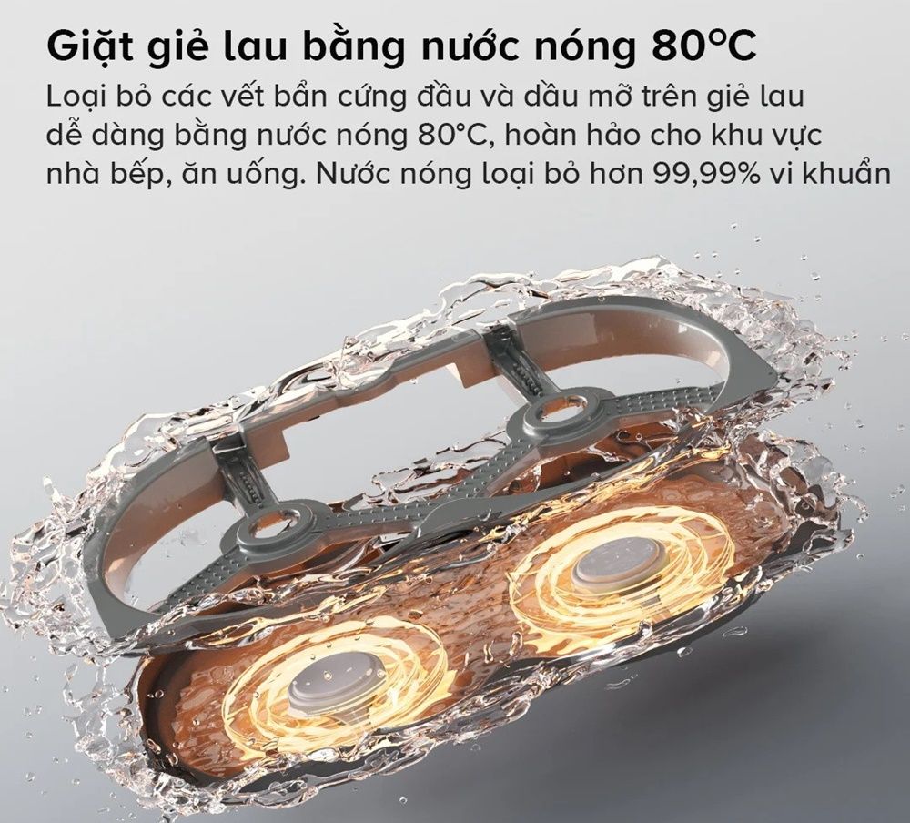 giặt giẻ lau bằng nước nóng 80°C để sạch 99,9% vi khuẩn